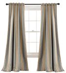 Lush Decor Julia Stripe Curtains | Light Filtering Striped Window Panel Set for Living, Dining, Bedroom (Pair), 84” x 52”, Gray