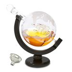 Chef's Star Globe Whiskey Decanter for Bourbon Scotch Wine Vodka Liquor Decanter Gift for Men 850ml (28 oz) with Stainless Steel Funnel
