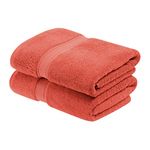 Superior Egyptian Cotton 800 GSM Bath Towel Set, includes 2 Bath Towels, Luxury Plush Essentials, Absorbent Quick Dry Towels, Guest Bathroom, Apartment, New Home, Shower, Hotel Quality, Coral