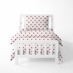 Bacati - Muslin Ikat Stars Toddler Bedding (4 pc Toddler Bedding Set, Red Stars)