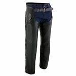 Milwaukee Leather Chaps for Men's Black Naked Leather Snap Out Thermal Lined - Slash Pocket Motorcycle Chap- ML1103-4X-Large