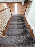 ULTRA SOFT Shipskin Carpet Stair Treads NON-SLIP MACHINE WASHABLE Stair Mats/Rugs, 22x67cm - 40mm Thickness - London (Grey, 13)