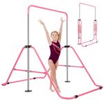 LN COZY CORNER Gymnastics Bars, Junior Training Kip Bar Folding Gymnastics Equipment,Adjustable Height Horizontal Bar for kids ages 6-12 Girls for Home Gym Indoor Garden Outdoor (Pink)