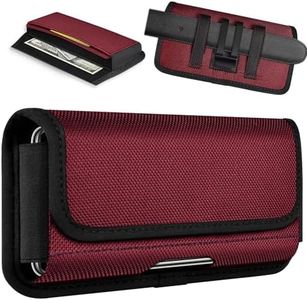 ykooe Rugged Nylon Holster Compatible with iPhone 16/15/14/13/12 Pro Max & Plus,17 Air Models, Galaxy S24/S23/S21/S20 FE Cell Phone Belt Holder for Men, Red - XL