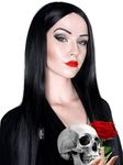 ALLAURA Cher Wig 70s Wigs for Women 32" Long Black Wig Witch Wig Straight Wig Women Witch Costume for Women Morticia Wig — Cher Costume Halloween Wig