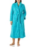 AmeriMark Fleece Long Wrap Robe with Pockets Soft Plush Bathrobe Dressing Gown for Women, Island Blue, S