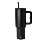 Simple Modern Tumbler 40 oz with Handle and Straw | Insulated Stainless Steel Water Bottle Iced Coffee Cup Travel Mug | Gifts for Women & Men | Trek | 1180ml | Midnight Black