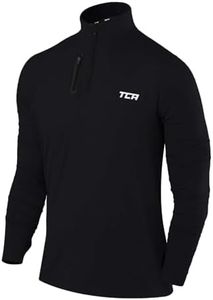 TCA Men's Fusion Pro Quickdry Long Sleeve Half Zip Running Shirt – Athletic Workout Pullover with Pocket & Thumb Holes- Black, Medium