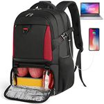 Lunch Backpack, 17.3 Inch Laptop Backpack with USB Charging Port 50L Travel Backpack for Men Women Work Backpack with Insulated Bag Waterproof Computer Backpack for College School Business, Red