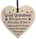 RED OCEAN Great Grandparent Gifts Great Grandma Ornament Wooden Heart Plaque Sign Birthday Keepsake