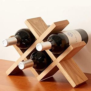 TRWISWDC Wine Rack Countertop Oak Wooden Wine Bottle Holder Rustic Free Standing Wine Storage Racks for Tabletop, Hutches and Display Cabinets - No Assembly Required (Natural)