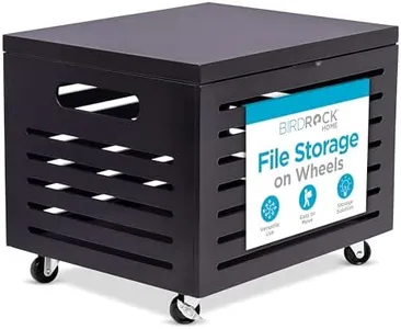 BIRDROCK HOME Bamboo Rolling File Storage Organizer Box with Lid - Decorative File Cabinet on Wheels, Portable File Box on Wheels, Mobile Filing Solution - Café Noir