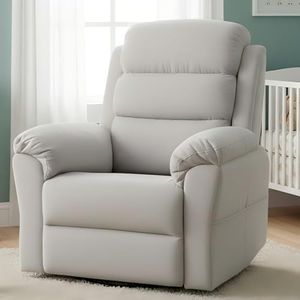 FLEXISPOT XRC6-Pro Power Swivel Rocker Chair, Nursery Glider Recliner w/Adjustable Headrest, Massage & Heat, Electric Nursery Rocking Chair w/Oeko-TEX Certified Fabric, FSC Certified, Light Gray