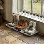 Navaris Set of 3 Shoe Drip Trays - Multi-Purpose Boot Tray for Rain Boots, Winter Boots, Sneakers - Indoor and Outdoor Use in All Seasons - Gray, S