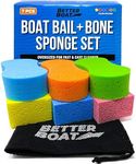 Extra Large Boat Bail Sponge and Bone Sponge Set 6 Sponges Cellulose and Soft Touch Car Sponges for PWC, Kayak, Pontoon or Car Washing, Cleaning and Bailing Sponges Big 6pk with Bag