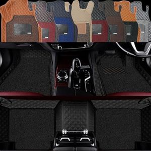 AutoClow Premium 7D Car Mat Full Set For Maruti Suzuki Swift (Model:2014-2017) || Luxury Leather Dual-Stitch Full Set 7D Car Floor Mat || 100% Waterproof || Color : Black-Black (Design-1)
