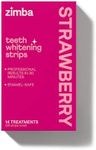 Zimba Strawberry Flavored Teeth Whitening Strips | Vegan, Enamel Safe Hydrogen Peroxide Teeth Whitener for Coffee, Wine, Tobacco, and Other Stains | 14 Day Treatment | Strawberry