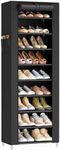 SONGMICS 10-Tier Shoe Rack, Shoe Storage Cabinet with Dustproof Cover, Free-Standing Storage Organizer for Closet, Entryway, Hold 20 Pairs of Shoes, for Sneakers, High Heels, Black URXJ034BH01