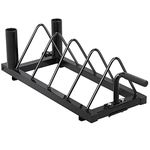 Yaheetech Horizontal Weight Plate Rack, Strength Fitness Rack with 4 Plate Slots, Plate Storage Holder Barbell Bumper with Rolling Wheels for Home/Gym, Black