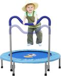 36 Inch Trampoline for Toddlers with Height Adjustable Handle,Steel Frame Foldable,Kids Trampolines Outdoor Indoor,Mini Trampoline for Boys Girls Babys 3 Years+(Blue)