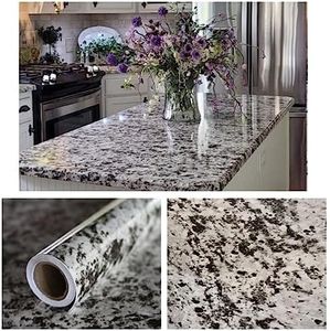 EZ FAUX DECOR Kitchen Peel and Stick Countertop Laminate Cover Update Black Grey White Granite Marble Vinyl Roll 36" x 144" Waterproof Thick Durable Self-Adhesive (12ft)