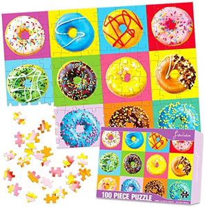 fishwisdom 100 Piece Donuts Jigsaw Puzzle for Kids Teens Age 4-8 Gift Family Time (Donuts)