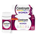 Centrum Women Multivitamin Tablets for Women, 60 Tablets, Vitamins with 23 Essential Nutrients, including Vitamin C, D, and Iron (Packaging and Tablet colour may vary slightly)