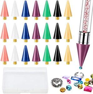 SPOKKI 21 Pieces Replacement Wax Tips, Diamond Painting Pen Replacement Wax Heads for Nail Art Diamond Painting, Diamond Painting Accessories Tools with Box (Wax Wick*21)