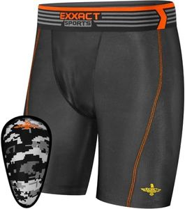 Exxact Sports Mens Compression Shorts with Soft Athletic Cup for Baseball Football Hockey, Mens Cup Underwear with Cup - (AXL, Black)