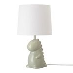 Tommy Dinosaur 16" Ceramic Table Lamp, Green, White Cotton Shade