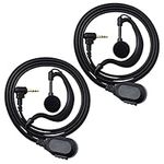 HYS 2.5mm Walkie Talkie Earpiece with Mic G Shape Headset Compatible with Motorola TLKR Talkabout T62, T80, XT180, T82 Extreme 2 Way Radio(2 Pack)