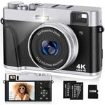 4K Digital Camera with Viewfinder, Autofocus Cameras for Photography YouTube Vlogging Camera with Flash and 32GB Card, Classic Dial, Time Lapse, Selfie, 16X Zoom Digital Cameras