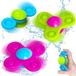 Suction Cup Spinner Toys for Baby, 3PCS Silicone Bath Toys for Toddlers 1-3, Mold Free, Pop up Sensory Toys for Toddlers, Toys for 1 2 3 Year Old Boys/Girls Gifts-Dishwasher Safe