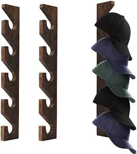 2PCS Wall Mounted Wooden Hat Rack for Baseball Caps - Solid Wood Organizer & Storage Display for Closet Door, Bedroom, Entryway, Laundry