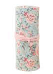 SUPVOX Canvas Portable Pencil Wrap Roll 48 Slots, Travel Drawing Colored Pencil Roll Organizer Case Pouch for Accessories,(Pink Floral Style)