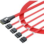 APLINK ® Mini SAS SFF-8087 26-Pin to 4 SATA 7-Pin HDD Hard Drive Splitter Cable - Red, Black