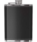 DARKNESS 8OZ Hip Flask for Men Liquor Flask Stainless Steel Leak Proof Flask for Women Pocket Alcohol Drinking Flask Set (236 Ml, Black) (Hip Flash 8 OZ Black Leather)