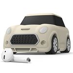 elago Mini Car AirPods Case Cover with Keychain Compatible with Apple Airpods 2&1 (Classic White) [US Patent Registered]