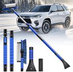 Nuovoware 60" Ice Scraper and Extendable Snow Brush for Car Windshield, 5 in 1 Adjustable Snow Removal Tools with 270° Pivoting Brush Head for Car Auto Truck SUV, Blue