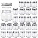 Betrome 8 oz Mason Jars, 24 Pack 240ml Glass Canning Jars with Regular Mouth Lids, Glass Storage Containers for Overnight Oats, Jam, Jelly, Honey, Beans, Spice, Wedding Party Favor, Shower Favor