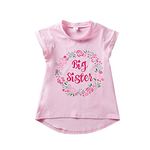 Big Sister Shirt Toddler Girls Floral Short Sleeve Top Blouse Big Sister Announcement T-Shirt 1-6Y (Pink, 110/4-5Y)