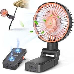 CONBOLA Portable Golf Cart Fan Rechargeable,Battery Operated Clip on Fan with Strengthen Magnetic and Clamp,180°and 70°Angle Rotation Cooling Fan for Tent Camping Outdoor Desk Office