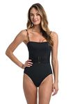 La Blanca Women's Standard Island Goddess Bandeau Mio One Piece Swimsuit, Black, 6