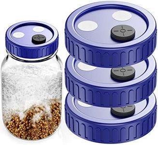 Mushroom Jar Liquid Culture Lid Wide Mouth Rejular Food Grade Plastic Grain Spawn Cultivation Mason with PTFE Membrane & Self Healing Injection Ports For By ZHANXUBIO (70mm 3pcs, Blue) (ZX-MULID)