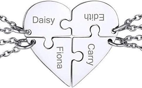 GOLDCHIC JEWELRY Colgantes Bestfriend Rompecabezas Collar Bff para 4 Acero Forma Corazon Dividido