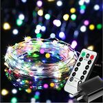 EShing Plug in Fairy Lights with Adapter Remote Timer, 8 Modes 33ft 100 LED Dimmable String Lights, Waterproof Firefly Starry Lights Twinkle Lights for Indoor Outdoor Decoration, UL-listed (Multicolor)