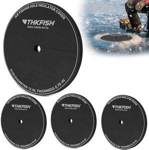 THKFISH 4-Packs Ice Fishing Hole Covers,12 Inch Ice Fishing Hole Insulator Covers, 0.75 Inch Thickness Ice Fishing Safety Hole Cover Lids for Winter Fishing Accessories (Black)