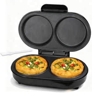 FineMade Omelette Maker Electric, Omelette Pan Nonstick, Dual Omelette Makers with 2 x 4.75” Round Grooves, Egg Bite Maker, Electric Double Egg Pan, Mini Pancake Maker, Breakfast Sandwich Maker, Black