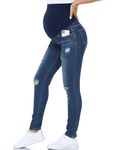 POSHGLAM Women's Maternity Jeans Over Belly Skinny Denim Jeggings Comfy Stretch Pregnancy Pants, B03 Indigo Blue, XX-Large