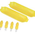 Chef Craft Select Plastic Corn Cob Dishes with Holders, 8.5 inch 2 Dishes 4 Corn cob Holders, Yellow